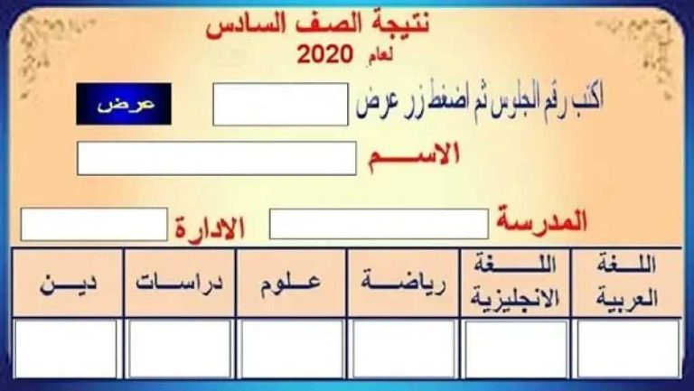 مباشر.. نتيجة الصف السادس الابتدائي 2026 الترم الثاني في محافظة الجيزة من المدرسة والموقع الرسمي