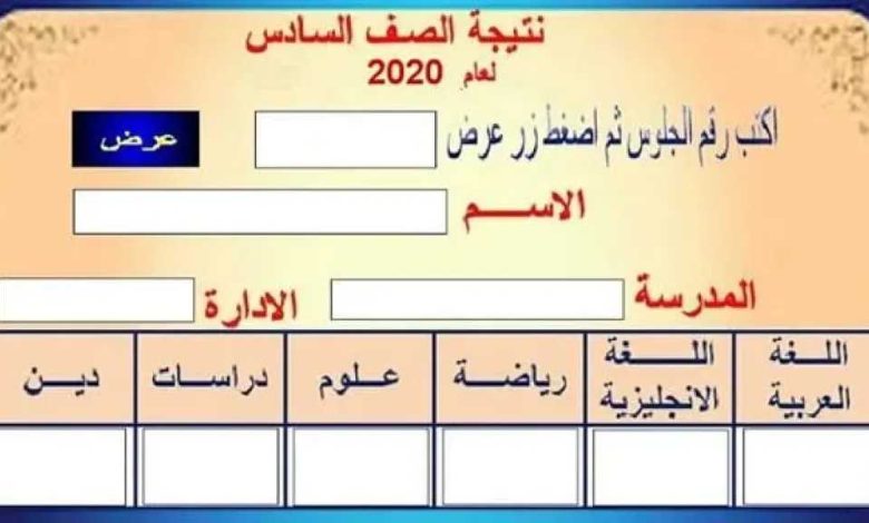 مباشر.. نتيجة الصف السادس الابتدائي 2026 الترم الثاني في محافظة الجيزة من المدرسة والموقع الرسمي