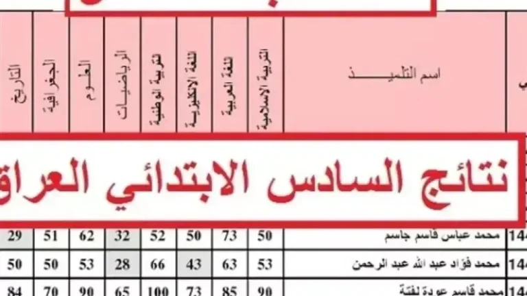 تنزيل ملف PDF.. رابط نتائج الصف السادس الابتدائي 2026 في جميع محافظات العراق عبر نتائجنا