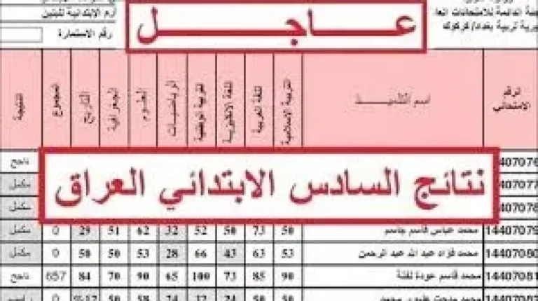 رابط نتائج السادس الابتدائي 2026 في العراق والمحافظات التي ظهرت بها النتائج وخطوات الاستعلام